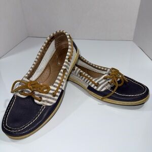 Sperry striped Navy and Tan Boat Shoes